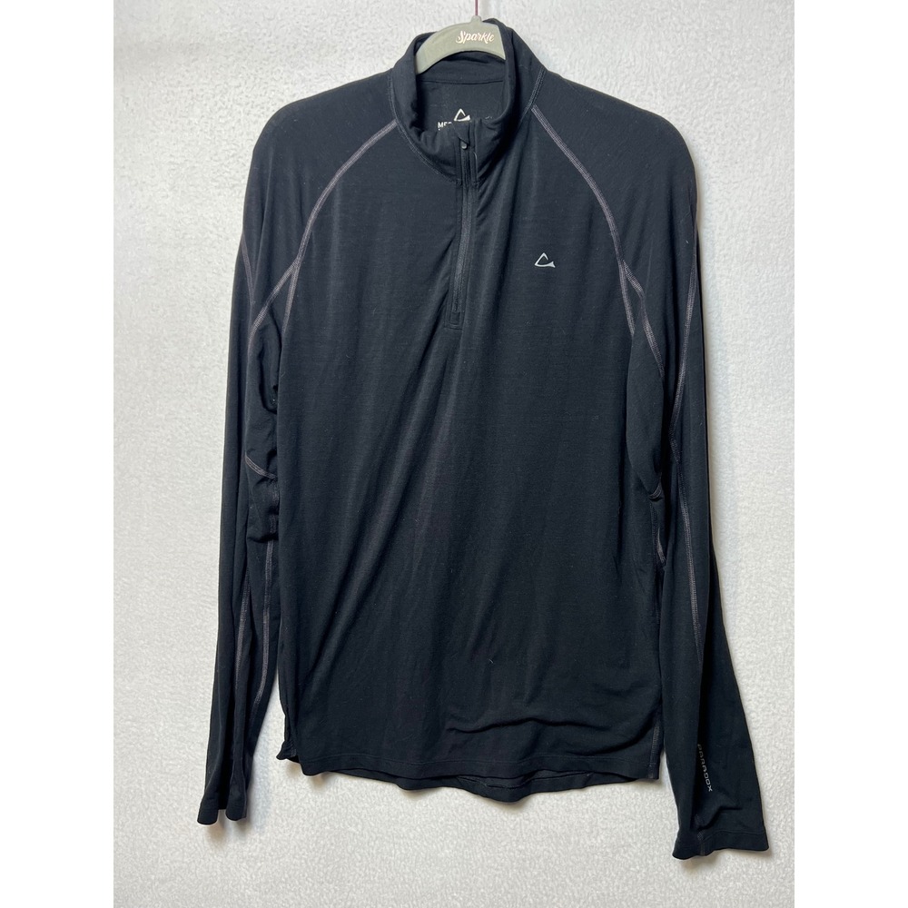 Paradox Mens Pullover Merino Blend Quarter Zip M Black Base Layer Thermal Top
